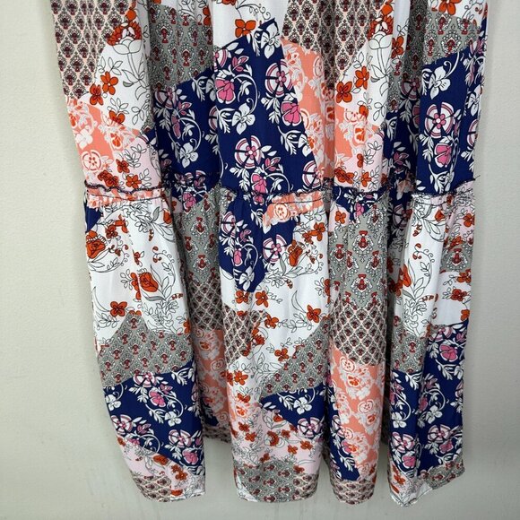 Womens Patchwork Blue White and Pink Tiered Maxi Skirt Size Small Boho Hippie - Picture 3 of 9